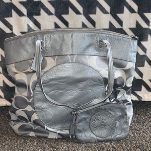Coach Grey purse with matching wristlet